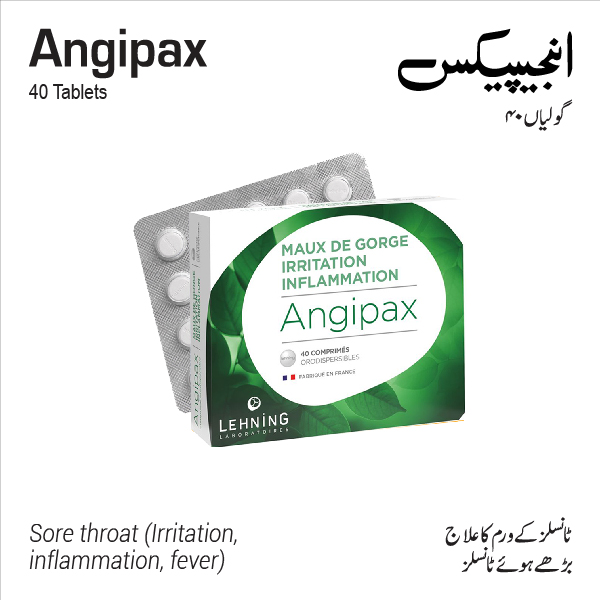 Lehning Angipax Sore Throat Homeopathic Tablets (40 tablets)  -  Lehning